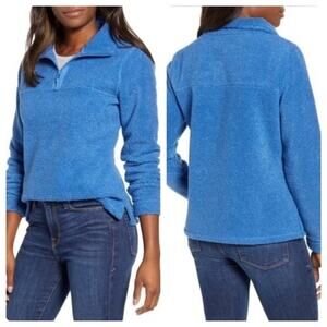 Caslon Sweater Womens Medium Blue 1/4 Zip‎ Fleece Knit Pullover Top